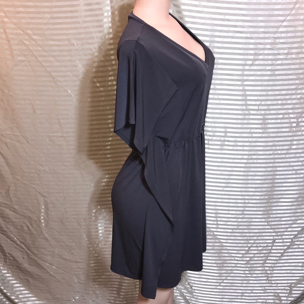 Spense Gray Batwing Dolman Tie Waist Cinched Dress - Picture 5 of 16